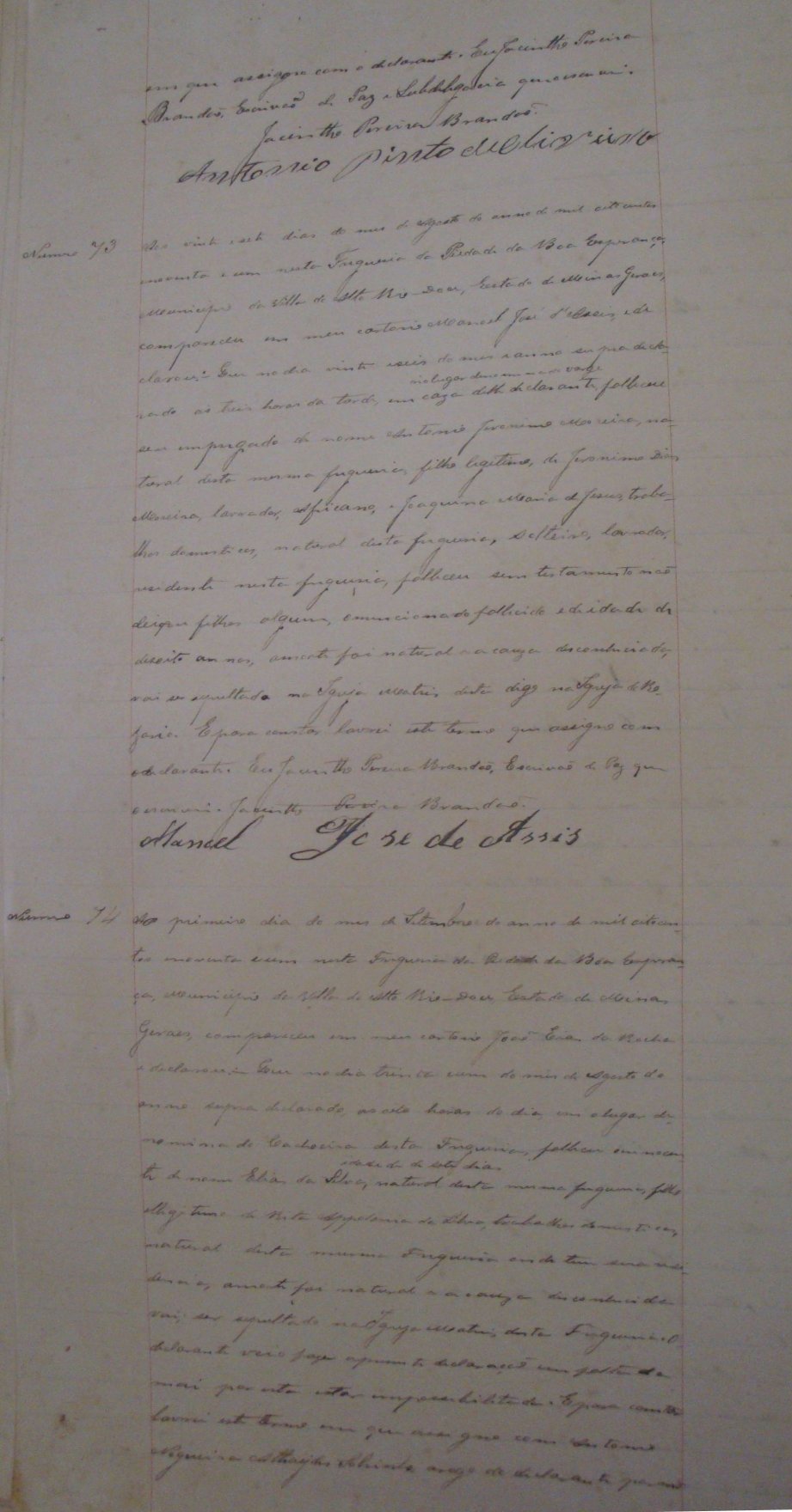 Documento histórico de Rio Espera