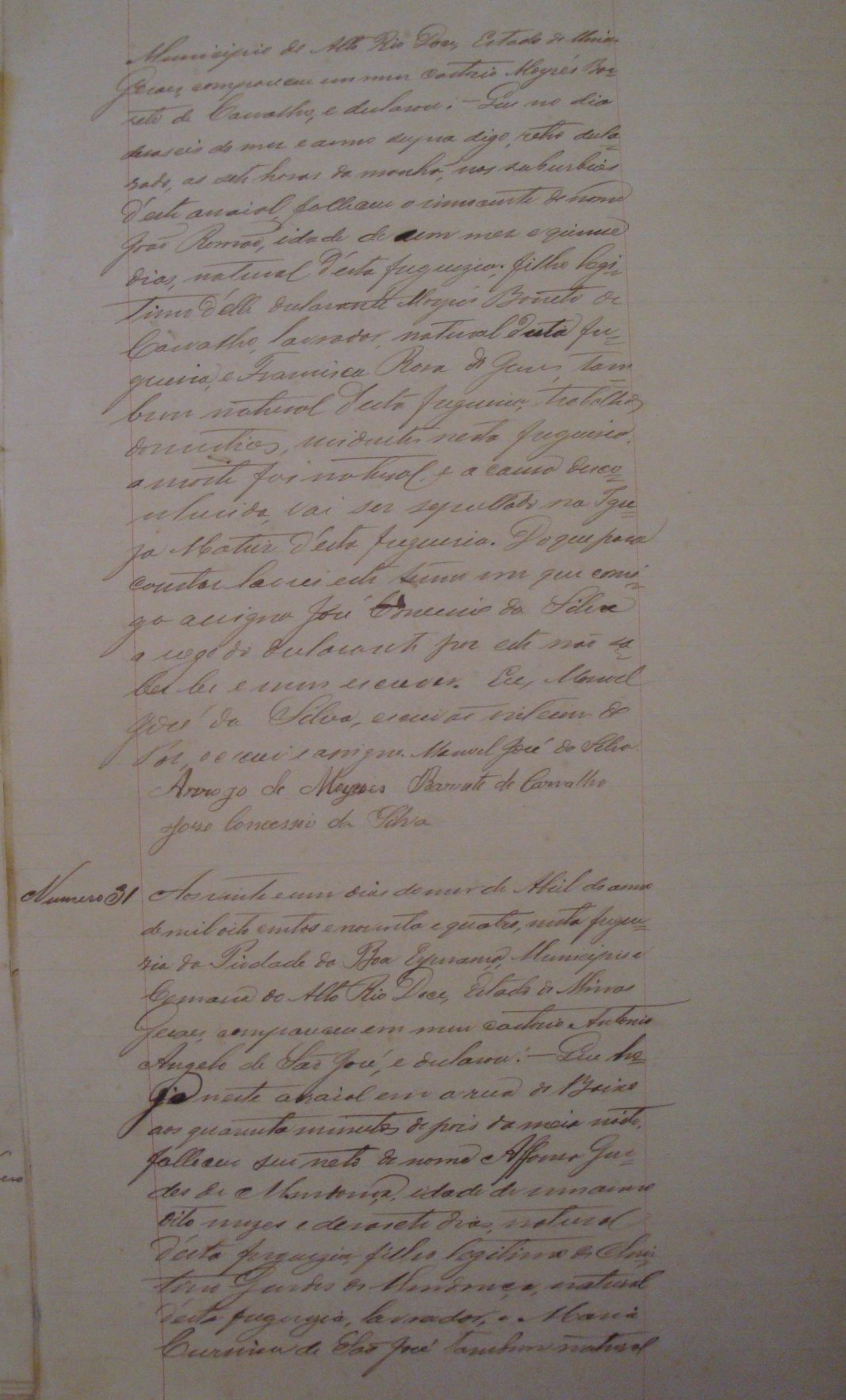 Documento histórico de Rio Espera