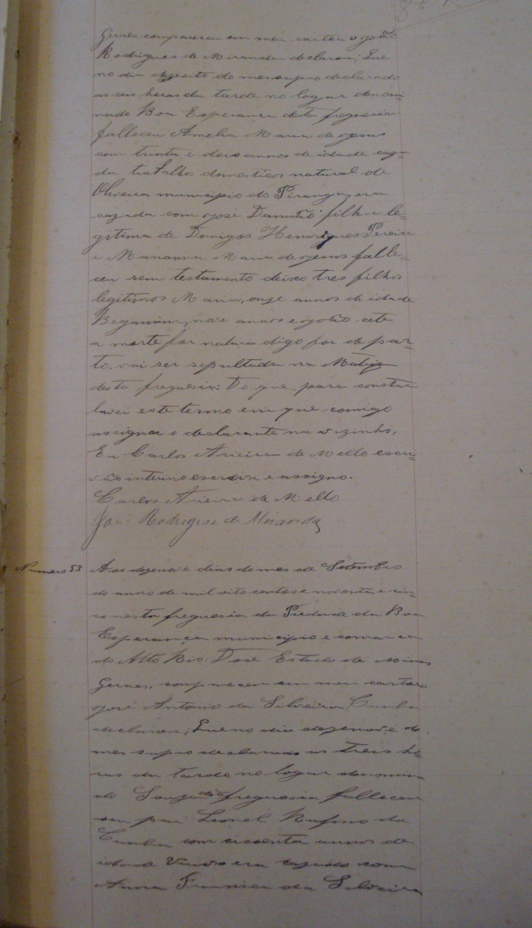 Documento histórico de Rio Espera