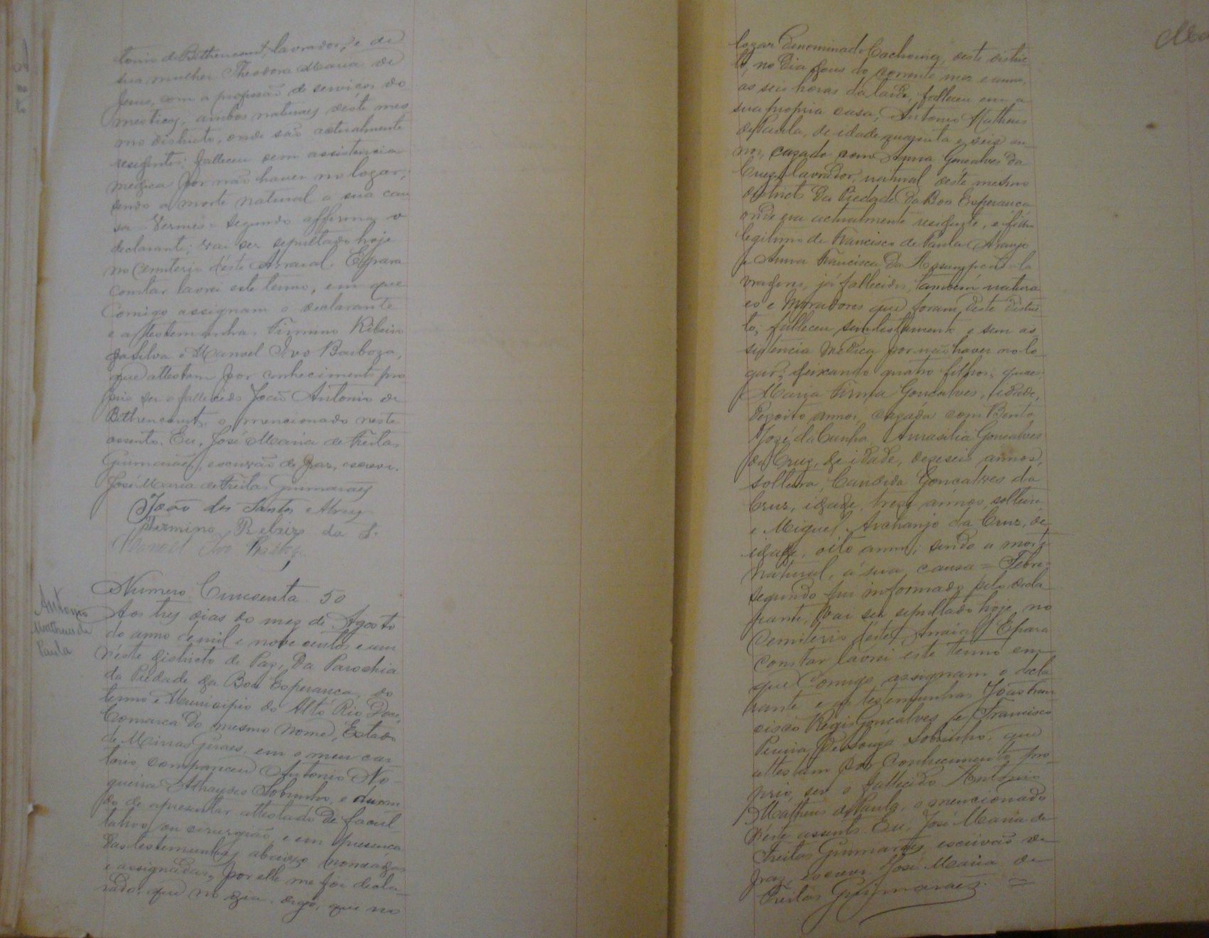 Documento histórico de Rio Espera