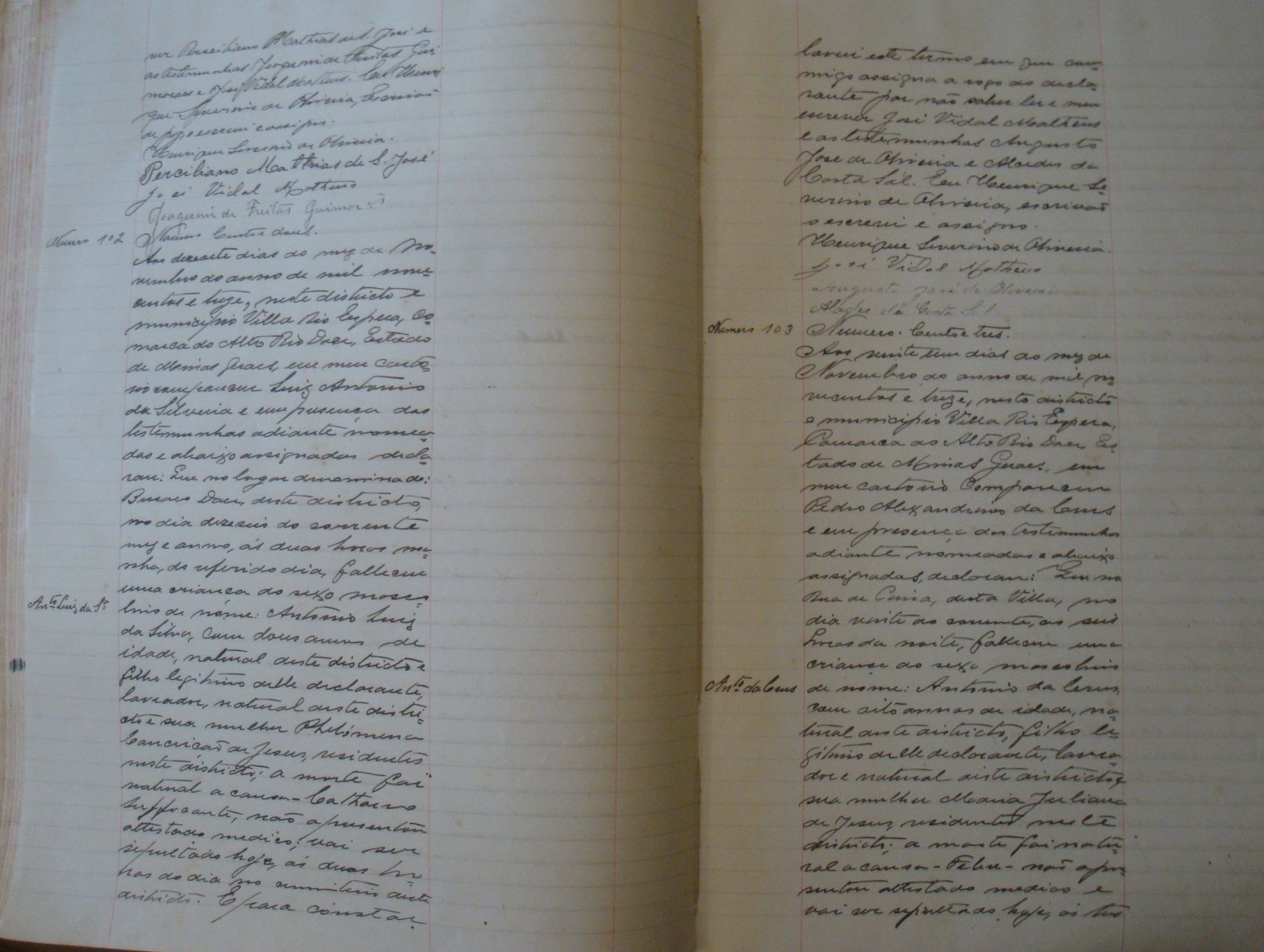 Documento histórico de Rio Espera