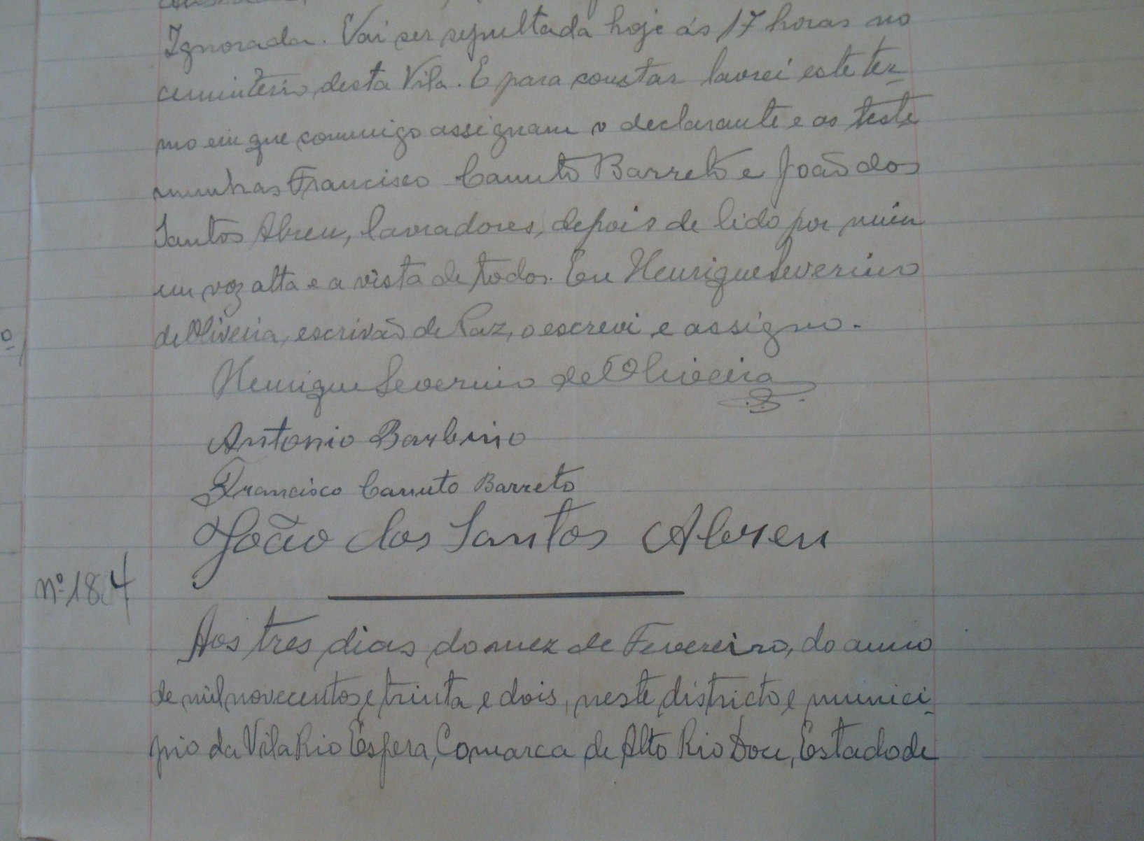 Documento histórico de Rio Espera