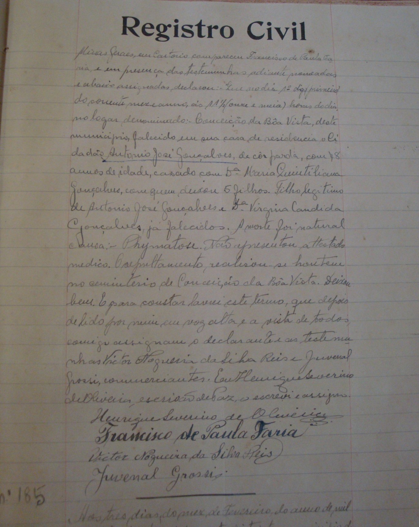 Documento histórico de Rio Espera